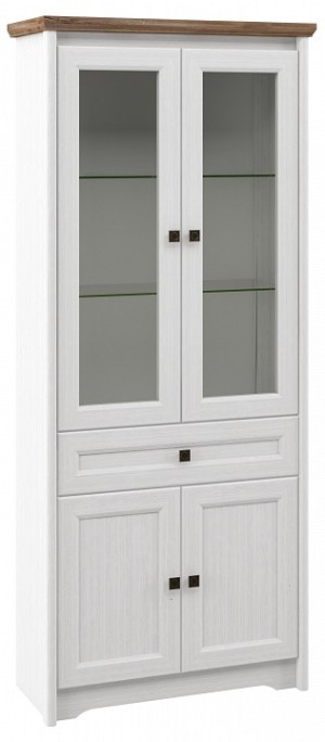 Шкаф-витрина Тиволи МН-035-08 (белый, дуб стирлинг белый  900x380x2080)