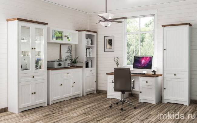 Шкаф-витрина Тиволи МН-035-08 (белый, дуб стирлинг белый  900x380x2080)