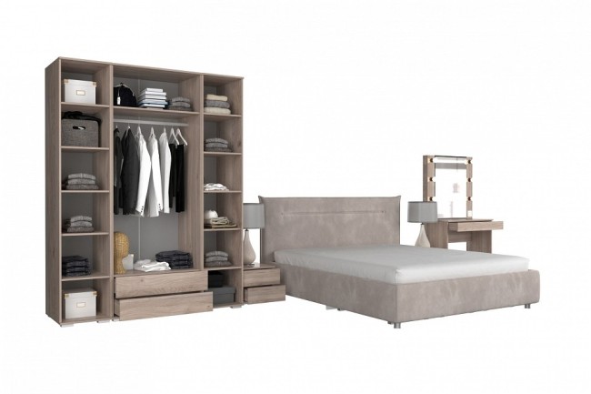 Гарнитур для спальни Лайк КС61 (дуб мария дуб мария, роуз нежно-розовый )