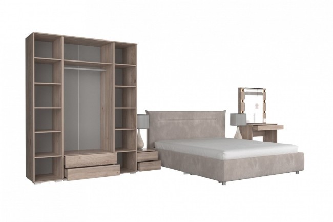 Гарнитур для спальни Лайк КС61 (дуб мария дуб мария, роуз нежно-розовый )