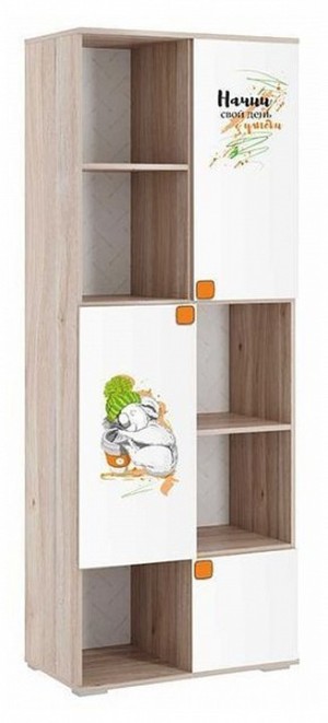 Стеллаж комбинированный Зоо (дуб мария белый с цветным рисунком  706x418x1756)