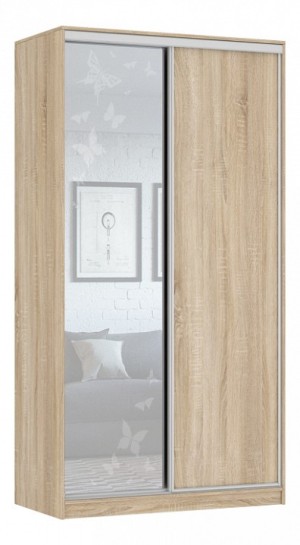 Шкаф-купе Рио 1-600 бабочки (дуб сонома дуб сонома, зеркальный  1200х604х2305)