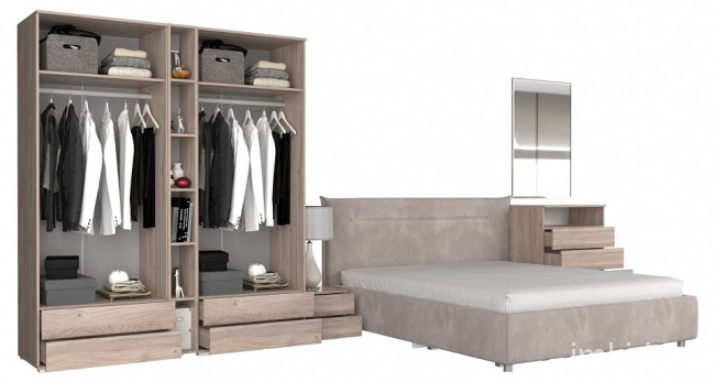 Гарнитур для спальни Лайк КС87 (дуб мария дуб мария, фуксия капучино )