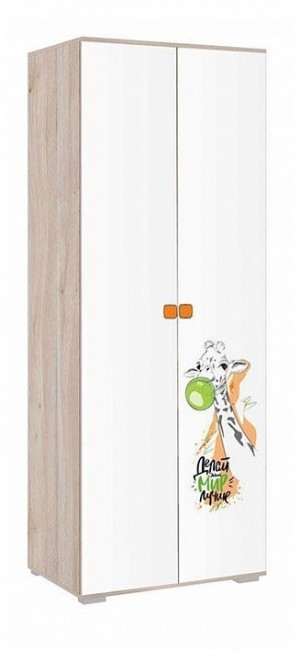 Шкаф платяной Зоо (дуб мария белый с цветным рисунком  802x546x2100)
