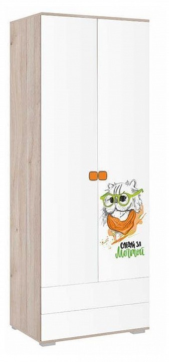 Шкаф платяной Зоо (дуб мария белый с цветным рисунком  802x546x2100)