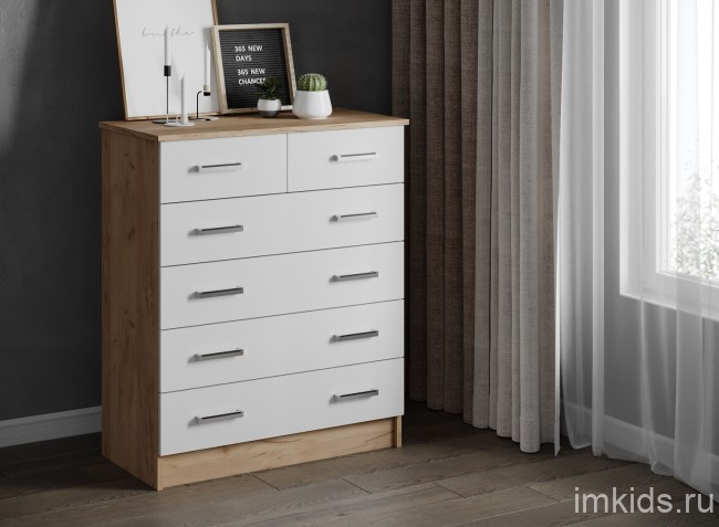 Комод большой Катрин 5, дуб крафт золотой/белый Комод большой Катрин 5, дуб крафт золотой/белый