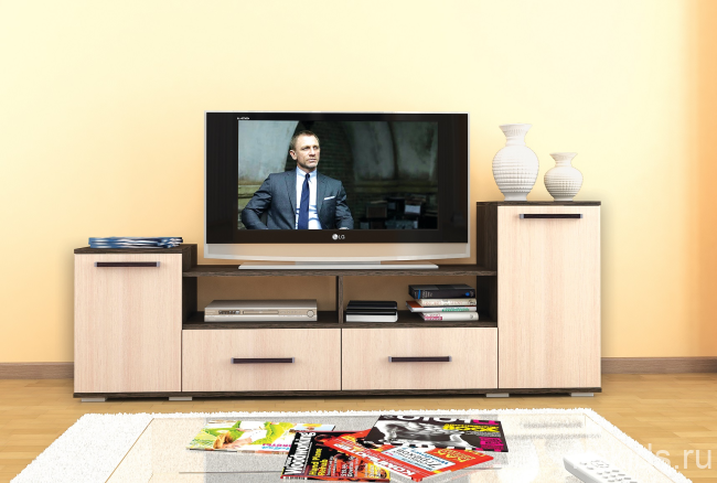 Тумба под ТВ Парус 2, венге/дуб молочный