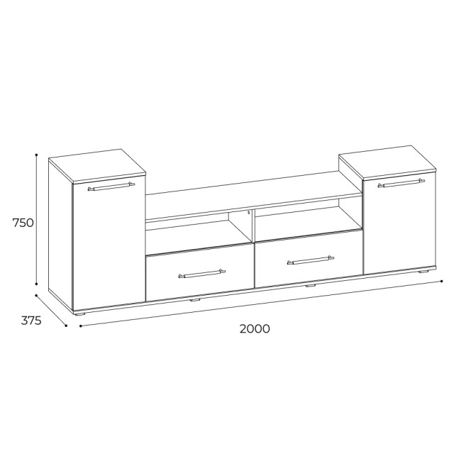 Тумба под ТВ Парус 2, венге/дуб молочный