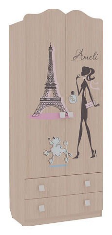 Шкаф платяной Амели MDA-01 (дуб молочный дуб молочный с рисунком  800x420x1905)