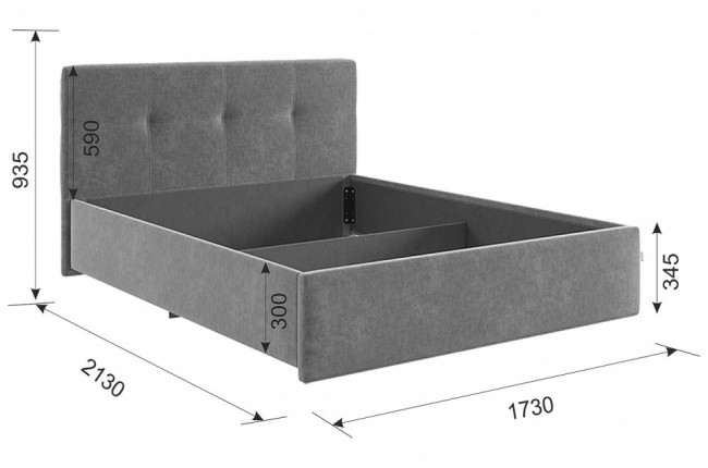 Кровать двуспальная Веста (  оникс 2130x1730x935)