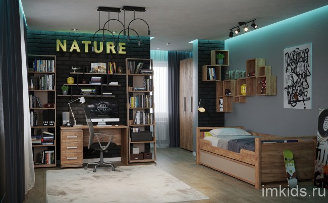 Стеллаж Nature 95, дуб табачный