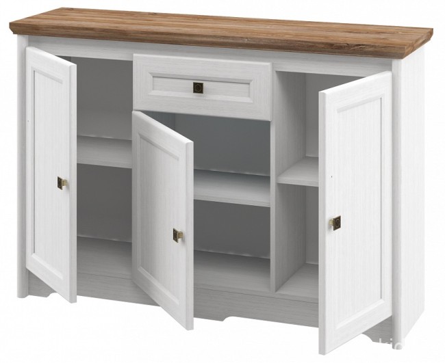 Тумба Тиволи МН-035-03 (белый, дуб стирлинг белый  1390x380x940)