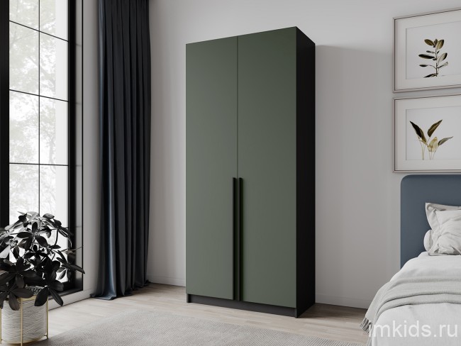 Шкаф распашной с полками Феникс, графит/олива софт Шкаф распашной с полками Феникс, графит/олива софт