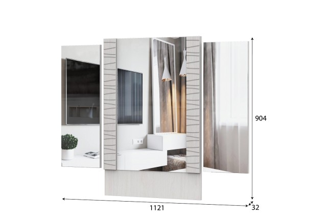 Зеркало для туалетного стола "Гамма 20" Ясень анкор  светлый, Сандал светлый