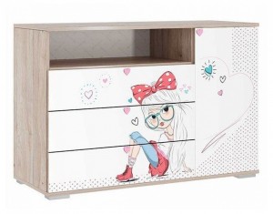 Тумба комбинированная Алина (дуб мария белый с цветным рисунком  1050x418x724)