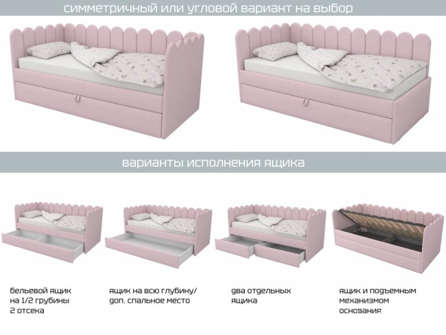 Кровать угловая Элис 190х90 с подъемным механизмом