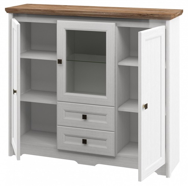 Тумба Тиволи МН-035-04 (белый, дуб стирлинг белый  1380x380x1200)