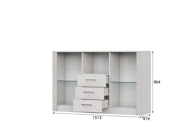 Комод - витрина "Гамма 20" Ясень анкор  светлый, Сандал светлый