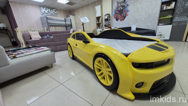 Кровать машина Evo Camaro, черно - желтая 