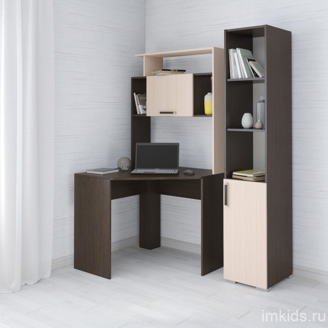 Пенал к столу компьютерному, венге/дуб молочный