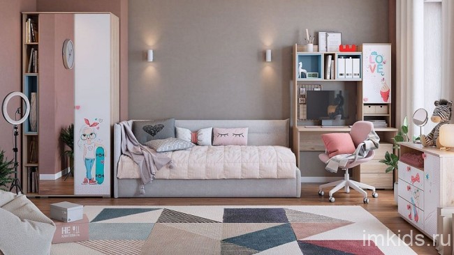 Надстройка Алина (дуб мария белый с цветным рисунком  1193x290x1007)