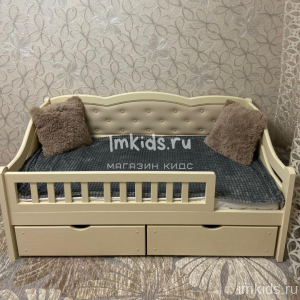 Кровать тахта из массива "Неаполь" с мягкой спинкой 