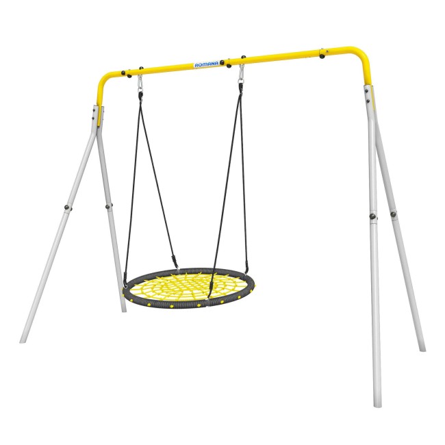Качели двойные + Качели ГНЕЗДО-СЕТКА 100 см Romana R.103.28.04 (серый/жёлтый)