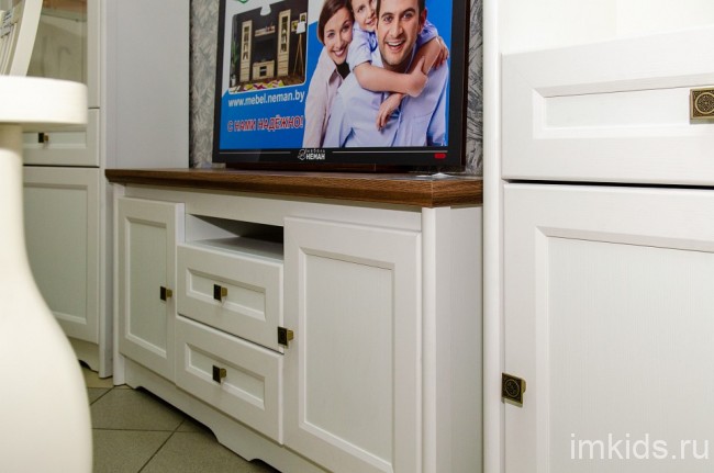 Тумба под ТВ Тиволи МН-035-11 (белый, дуб стирлинг белый  1380x380x660)