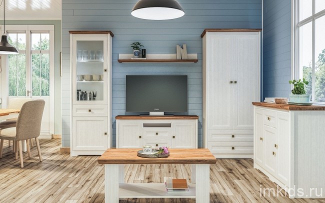 Тумба под ТВ Тиволи МН-035-11 (белый, дуб стирлинг белый  1380x380x660)