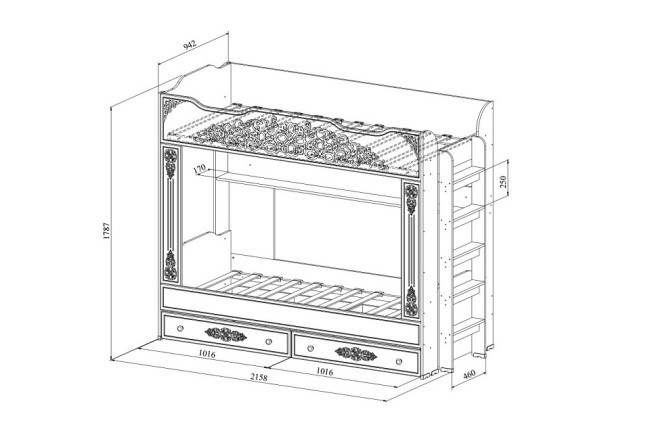 Кровать двухъярусная Ассоль плюс АС-25 (ваниль ваниль  2158x942x1787)