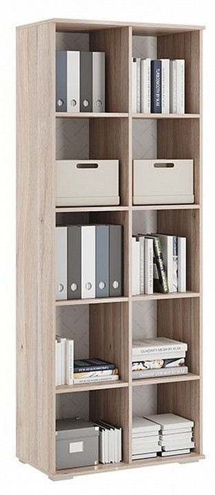 Стеллаж комбинированный Алина (дуб мария белый с цветным рисунком  706x418x1756)