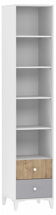 Стеллаж комбинированный Морти НМ 041.14 (белый дуб бунратти, серый  452x446x2210)