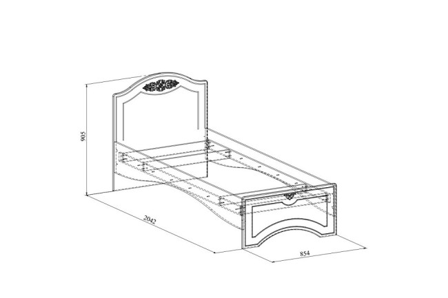 Кровать односпальная Ассоль плюс АС-26 (ваниль   2060x854x905)
