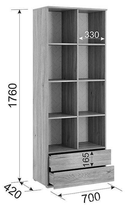 Шкаф комбинированный Лайк 14.01 (дуб мария дуб мария, изумруд  700x420x1760)