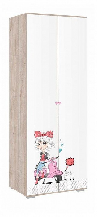 Шкаф платяной Алина (дуб мария белый с цветным рисунком  802x546x2100)