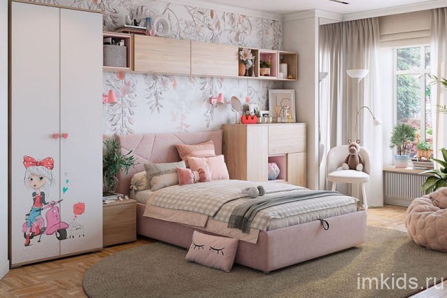 Шкаф платяной Алина (дуб мария белый с цветным рисунком  802x546x2100)