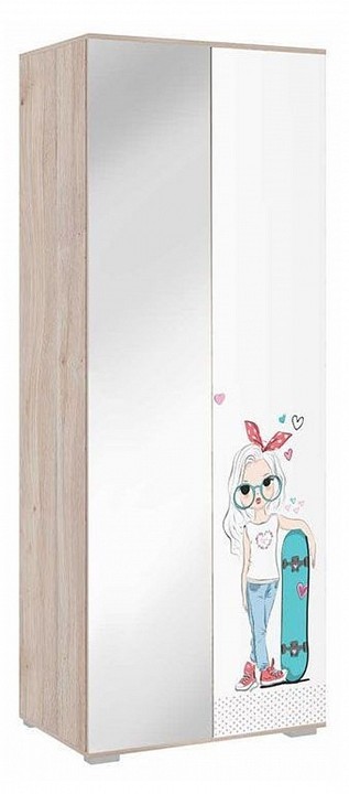 Шкаф платяной Алина (дуб мария белый с цветным рисунком  802x546x2100)