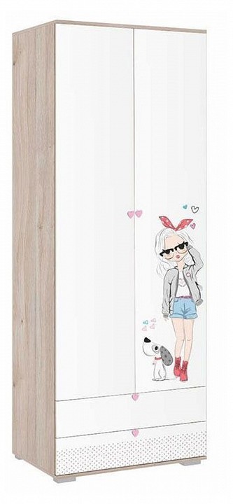 Шкаф платяной Алина (дуб мария белый с цветным рисунком  802x546x2100)