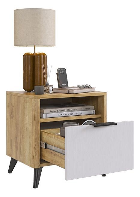 Тумбочка Адам (дуб крафт золотой белое дерево  464x401x450)