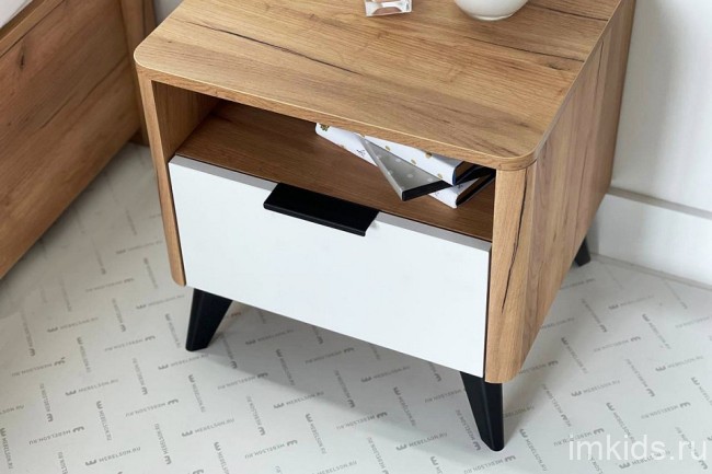 Тумбочка Адам (дуб крафт золотой белое дерево  464x401x450)