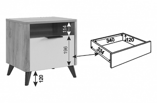 Тумбочка Адам (дуб крафт золотой белое дерево  464x401x450)