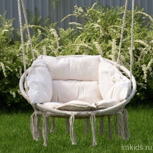 Качели плетёные со спинкой одинарные с подушкой Romana 1.Д-26.20 (молочный)