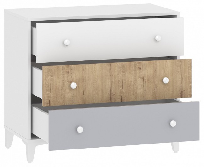 Комод Морти НМ 041.15 (белый белый, дуб бунратти, серый  870x446x772)
