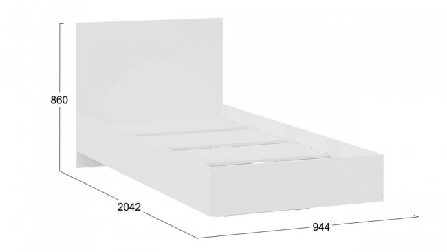 Кровать односпальная Марли (белый   2042x944x860)
