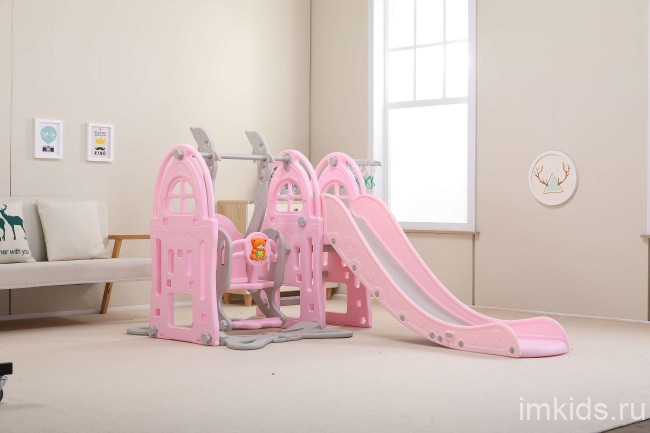 Горка + качели "Замок" PS-047-P розовый