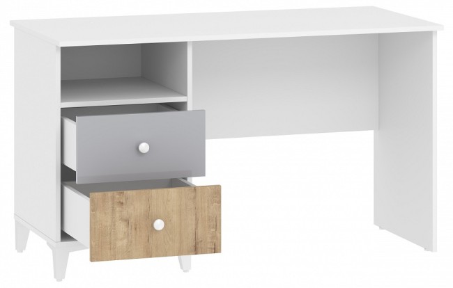 Стол письменный Морти НМ 041.16 (белый дуб бунратти, серый  1302x600x760)