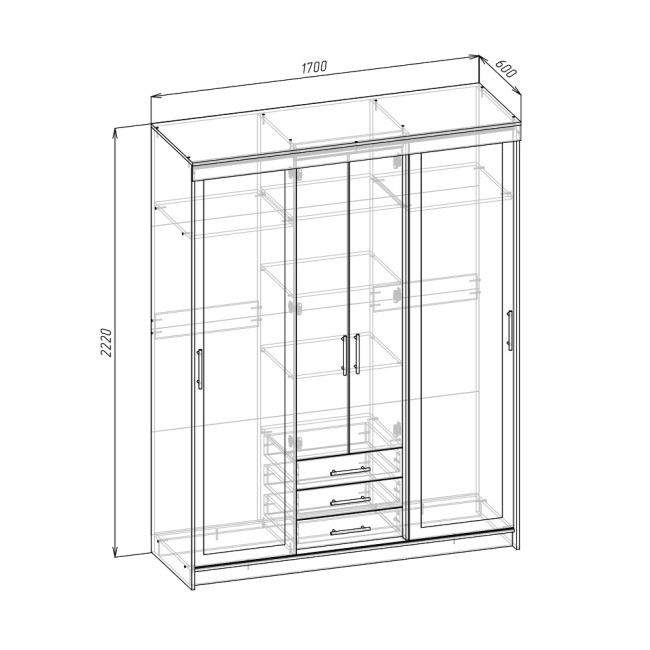 Шкаф-купе Фортуна 1,7, Крафт золотой