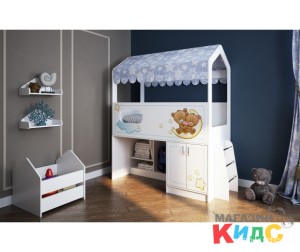 Кровать-чердак Сказка с игровой зоной 1882х2030х836 мм.