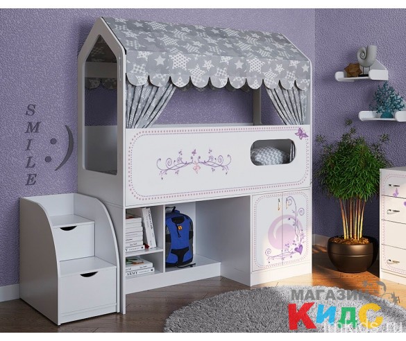 Кровать-чердак Сказка с игровой зоной 1882х2030х836 мм.