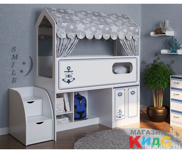 Кровать-чердак Сказка с игровой зоной 1882х2030х836 мм.